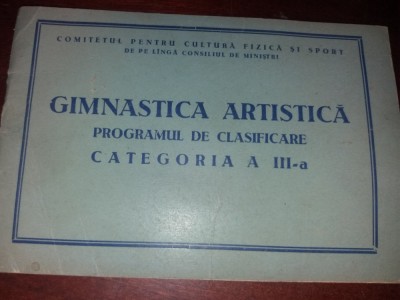 GIMNASTICA ARTISTICA PROGRAMUL DE CLASIFICARE CATEGORIA A III-A foto