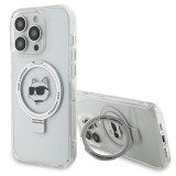 Husa MagSafe pentru Apple iPhone 15 Pro Max, Karl Lagerfeld, Ring Stand Choupette&#039;s Head, Alba