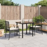 VidaXL Set mobilier de grădină cu perne, 3 piese, negru, poliratan