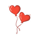 Sticker decorativ Baloane in forma de inima, Rosu, 70 cm, 3429ST