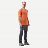 Tricou din L&acirc;nă merinos Trekking la munte MT900 Seamless Portocaliu Bărbați, Forclaz