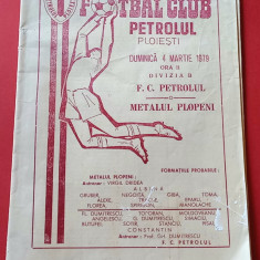 Program meci fotbal PETROLUL PLOIESTI - "METALUL" PLOPENI (04.03.1979)