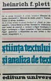 Cumpara ieftin Stiinta Textului si Analiza de Text - Heinrich F. Plett, 1983, 450 pagini, Brosata, Studii, Literatura, Stare Buna