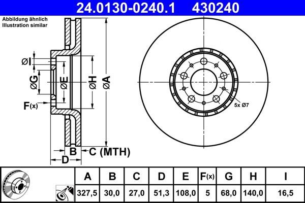 ATE 24.0130-0240.1 Disc frana