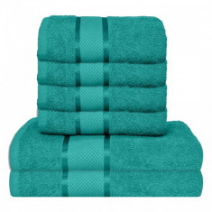 Set 6 Prosoape din 100% Bumbac Pakistanez 4buc x 30x50cm 2buc x 50x90cm Turquoise