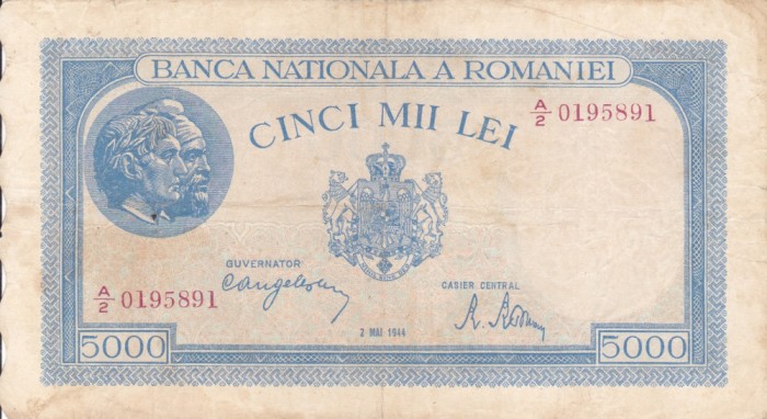 ROMANIA 5.000 lei 2 mai 1944 VF!!!