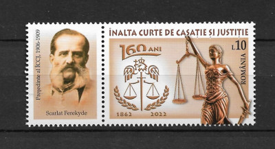 ROMANIA 2022 - INALTA CURTE DE CASATIE SI JUSTITIE, TABS 5, MNH - LP 2371 foto