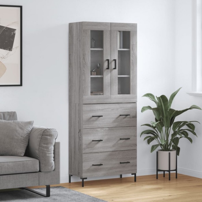 vidaXL Dulap &icirc;nalt, gri sonoma, 69,5x34x180 cm, lemn compozit