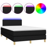 Cumpara ieftin Pat cu arcuri, saltea si LED, negru, 120x200 cm, textil