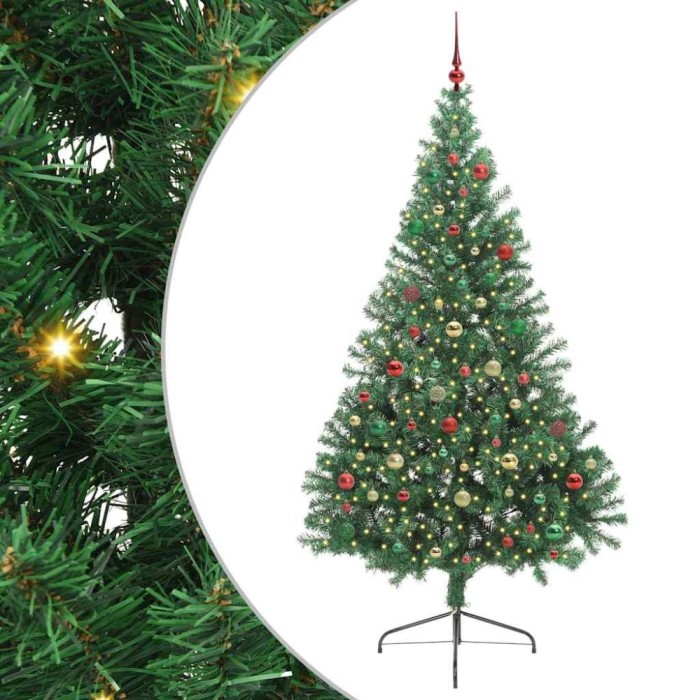 vidaXL Pom de Crăciun artificial pre-iluminat Verde 210 cm PVC 3397032