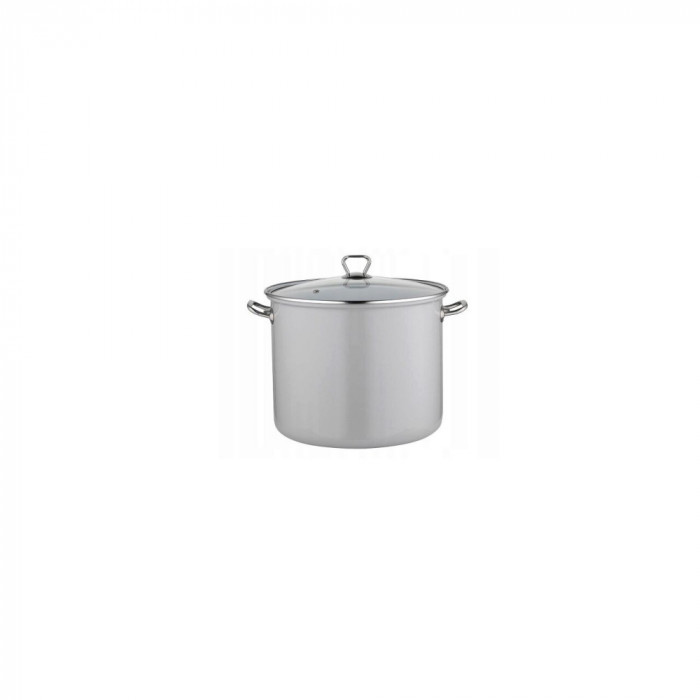 Oala din inox emailat lucios, cu capac, gri, 14l-28cm, Florina