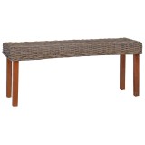 Cumpara ieftin Banca, natural, 110 cm, ratan kubu &amp; lemn masiv de mahon