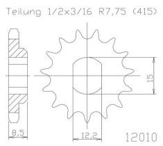 Pinion fata 11 dinti pas lant 415 - Husqvarna TC (17-18) - KTM Mini Adventure (00-07) - SX (06-18) - SX Pro (02-05) 2T 50cc