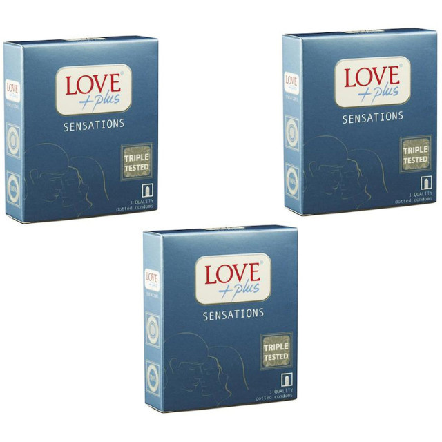 Pachet 3 x Prezervative Love Plus Sensations, 3buc