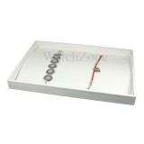 Cumpara ieftin Expozitor Bijuterii Lantisoare Bratari Alb 20 Spatii Watchbox, Tava Organizator Piele Ecologica 35x24x3 cm