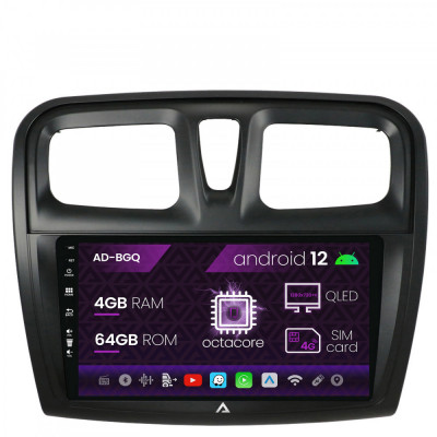 Navigatie Dacia Logan Sandero, Android 12, Q-Octacore 4GB RAM + 64GB ROM, 9 Inch - AD-BGQ9004+AD-BGRKIT375 foto