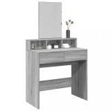 VidaXL Masă de toaletă cu oglindă, gri sonoma, 80x41x144,5 cm