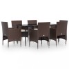 Set de servit masa pentru gradina, 7 piese, maro si negru
