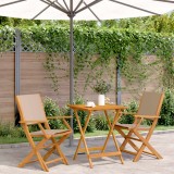 vidaXL Set mobilier bistro, 3 piese, textil taupe/lemn masiv 3281810