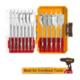 Set Burghie Plate Lemn 12buc 8-32mm Prindere Hex 1/4" Lungime 152mm AKDL1206 &ndash; burghie plate pentru gaurire rapida in lemn