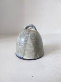 Clopotel ceramic lucrat manual 6.5cm lut ars si smaltuit albastru gri obiect artizanat decor rustic unicat