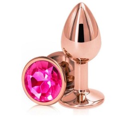 Dop Anal Charm Anal Plug Small, Rose Gold, Piatra Roz inchis, Passion Labs