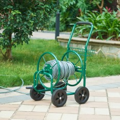 Carucior pentru furtun XL 86x44x95cm metal verde [pro.tec] HausGarden Leisure