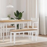 VidaXL Bancă 110 cm din lemn masiv alb cauciuc 4102609