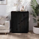 Servantă, negru, 60x34x75 cm, lemn masiv de pin, vidaXL
