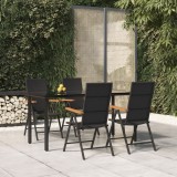 VidaXL Set mobilier de grădină, 5 piese, negru și maro, poliratan