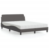 VidaXL Pat cu saltea, Dover, gri, 140x200 cm, piele ecologică 3208420