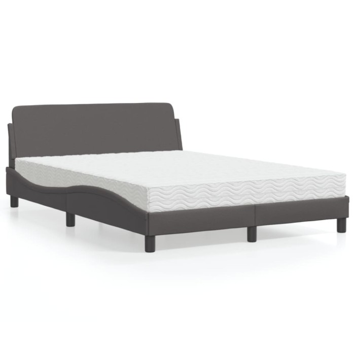 vidaXL Pat cu saltea, Dover, gri, 140x200 cm, piele ecologică 3208420