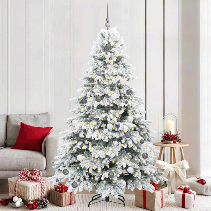 Brad de Crăciun artificial cu 300 LED Verde 210 cm PE și PVC