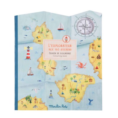 Carte de colorat cu abtibilduri Exploratori, Moulin Roty foto