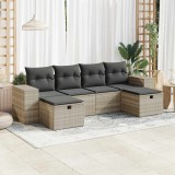 VidaXL Set canapele de grădină cu perne, 6 piese gri deschis poliratan
