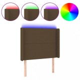 Cumpara ieftin Tablie de pat cu LED, maro inchis, 93x16x118/128 cm, textil