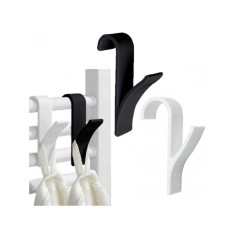 Set 2 suporturi de prosoape si haine, pentru calorifer, plastic, 9.8 cm - Alb, negru