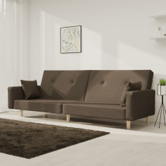 Canapea extensibila cu 2 locuri, 2 perne, gri taupe, textil GartenMobel Dekor