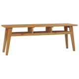 Comoda TV vidaXL Lemn Masiv Tec 120x35x45 cm Maro, Dulap TV Rustic cu 3 Rafturi, Suport TV Lemn Natural