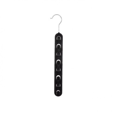 Umeras vertical din catifea pentru curele si genti, 8 agatatori, 39,5 cm, Negru foto