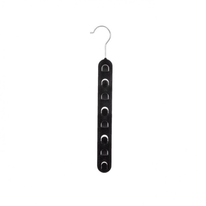 Umeras vertical din catifea pentru curele si genti, 8 agatatori, 39,5 cm, Negru