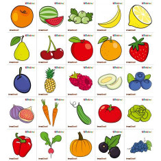 Set 25 abtibilduri cu fructe si legume, pentru vestiar
