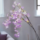 Ramuri decorative cu flori artificiale lila, 2 buc, 135 cm, 80 LED-uri, CMCLASS