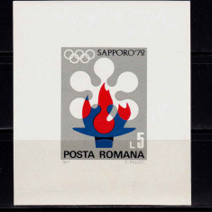 RO 1971 ,LP 779 ," J.O. de Iarna Sapporo " , colita 91 ,MNH