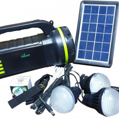 Kit solar camping, CClamp CL-18, portabil, 10W, lanterna, 3 becuri, Negru