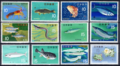 JAPONIA 1966-PESTI-Serie completa de 12 timbrw nestampilate MNH foto