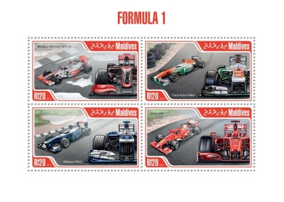 MALDIVE 2013 - Auto, Formula 1 /set complet MNH - bloc+colita ( 2 imagini) foto
