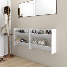Gossi pantofare de perete, 2 buc., alb, 80x18x60 cm, pal