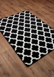 Cumpara ieftin Covor Model Patratele 11158-180, Marime 80 x 150 cm, Negru, Inaltime Fir 9 mm, Antialergic, Polipropilena, Living, Dormitor, Sufragerie, Birou