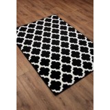 Covor Model Patratele 11158-180, Marime 80 x 150 cm, Negru, Inaltime Fir 9 mm, Antialergic, Polipropilena, Living, Dormitor, Sufragerie, Birou